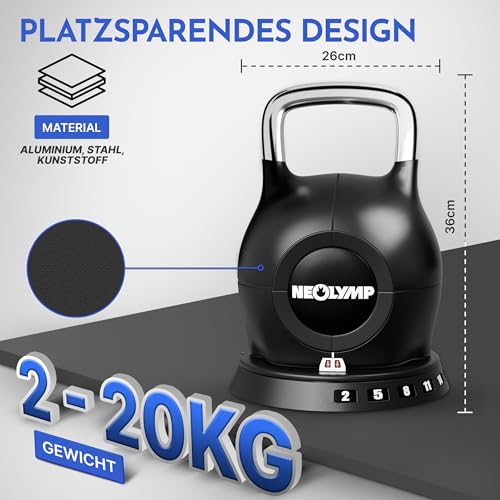 NEOLYMP Kettlebell Set 2-20 kg - 7-in-1 