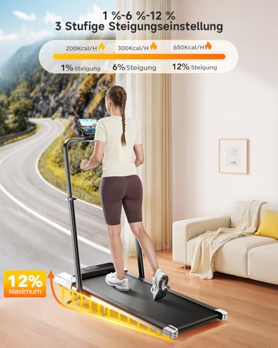 Laufband für Zuhause mit 12% Steigung, 