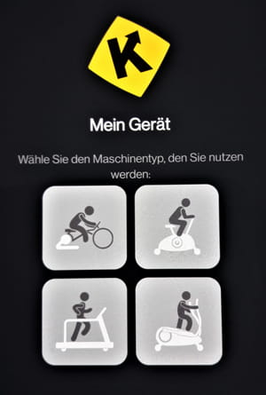 Kinomap App nutzen - Fitnessgerät auswählen