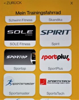 Kinomap App Marke auswaehlen