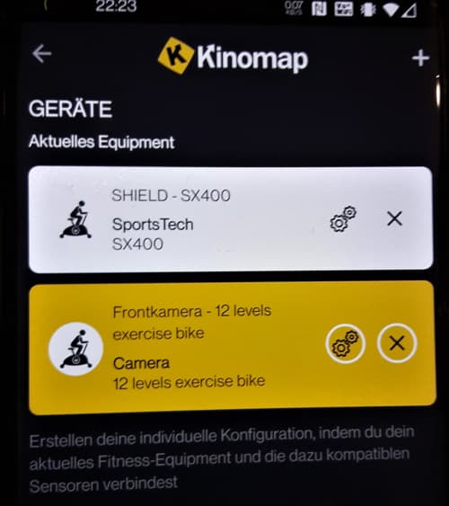 Kinomap App mit Camera anstatt Bluetooth verbinden